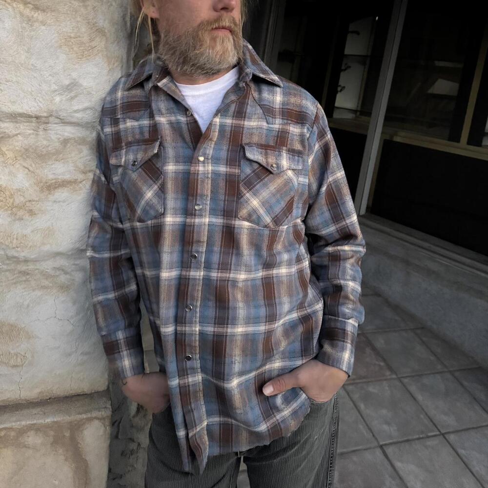 True Grit Plaid Flannel Shirt Men’s Medium Heavyweight Workwear - Picture 6 of 8